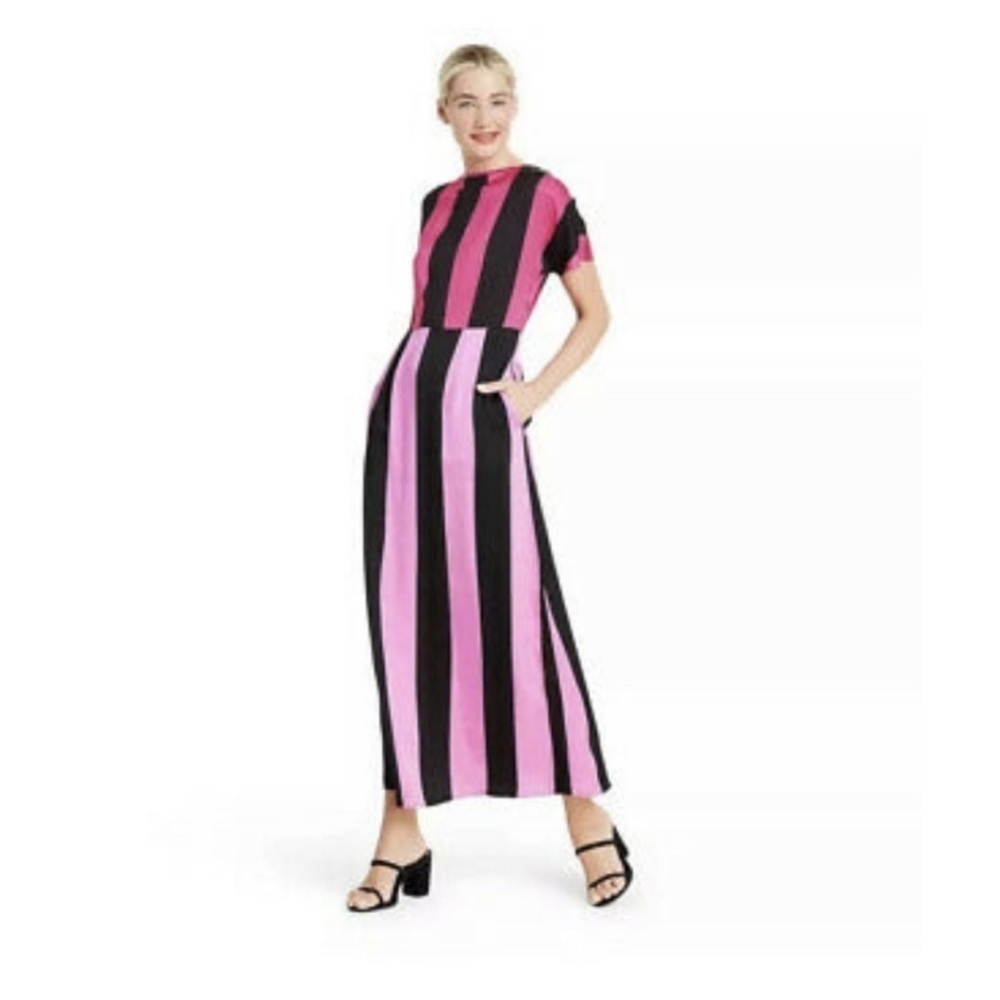 CHRISTOPHER JOHN ROGERS + Target ~ Pink & Black Striped Maxi Dress ~ Size 0 - Picture 5 of 16